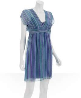 Shoshanna purple & green stripe chiffon dress  