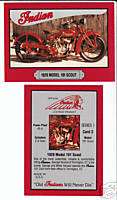 1929 29 INDIAN MODEL 101 SCOUT Motorcycle Trading CARD  