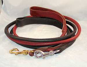 foot Rolled Leather Dog Leash Lead Brown/brass Black/Stainless Amish 