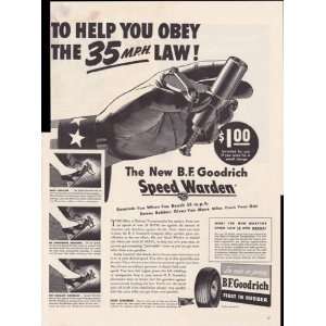 BF Goodrich Rubber Tires 35 MPH Speed Limit 1942 Original 