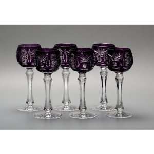  Set of 6 Crystal Violet Wine Glasses 