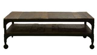52 Iron base old reclaim wood and coffee table earth  