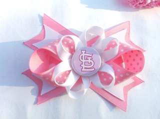 St. Louis Cardinals PINK Hair Bow on Alligator Clip MLB  