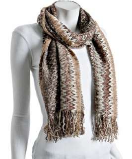 Missoni beige chevron patterned loose knit scarf   