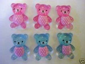 20 Baby Bear Pink Blue Gel Glass Flatback Button B113  