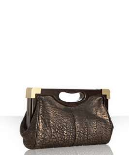 Rebecca Minkoff bronze pebbled leather Lovers frame clutch   