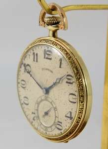   Art Deco Illinois 21J Pocket Watch 14K Gold Filled Case Ready to Use
