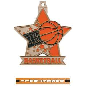 Star Custom Basketball Medal M 715B BRONZE MEDAL/TURBO RIBBON 2.5 STAR 
