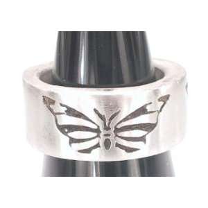 Butterfly Butterflies Pattern Pewter Ring, Size 12