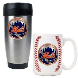 New York Mets MLB Stainless Steel Travel Tumbler & Game ball Ceramic 