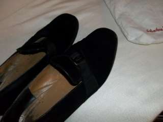   FERRAGAMO Seude Black w/ Strap Loafers Dress Shoes w/ Bag 11.5 EE