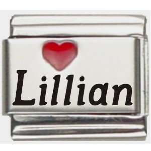  Lillian Red Heart Laser Name Italian Charm Link Jewelry