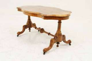 Antique Scottish Victorian Inlaid Walnut Sofa, Coffee, End Table 