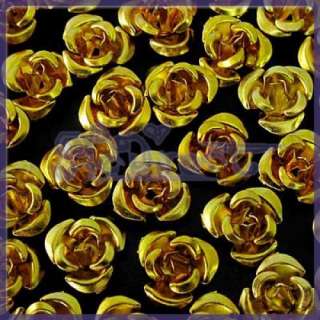 Lot 50 Vintage Anodized Aluminum Rose Flower Metal Bead  