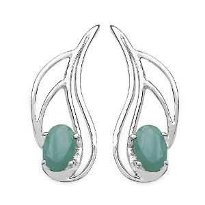    0.80 Carat Genuine Emerald Sterling Silver Earrings Jewelry