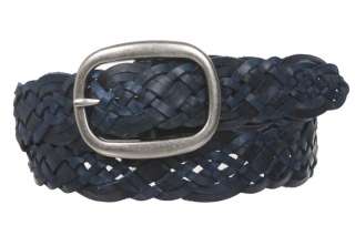 37 mm) Womens Oval Braided Woven Leather Belt  