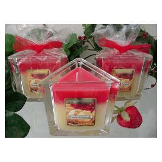  Strawberry Cheesecake Scented Triangle Glass Jar Candle 7 