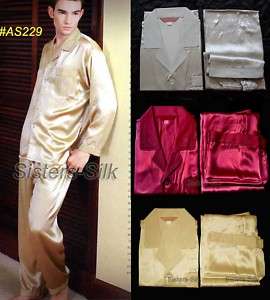 Mens 100% Silk Pajamas Set/Sleepwear M~XL #AS229  