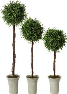This set of 3 artificial boxwood bal topiaries come as one of each 