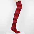 DARK RED GRADIENT CABLE KNIT OVER THE KNEE WINTER SOCKS (PT043)