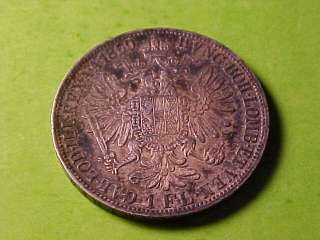 AUSTRIA 1 FLORIN SILVER 1860 A CH UNC TONED NICE  