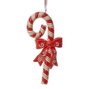  Glittery Candy Cane With Swirl Bow Christmas Ornament 