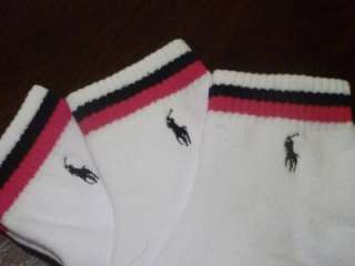 Polo Ralph Lauren Mens 3 Quarter Socks White/Red 10 13  