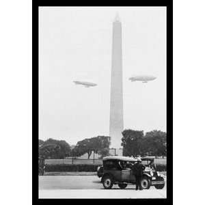 Army Blimps over the Washington Monument   Paper Poster (18.75 x 