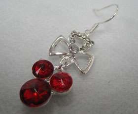 Metal Earring in Red Circles with fish hook .