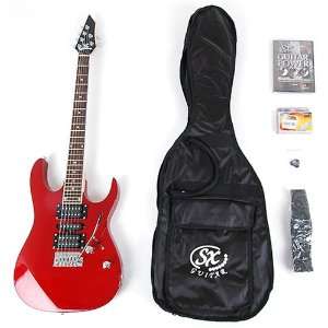  SX IB4K MRD Electric Guitar Package Red w/ Amp, Carry Bag 