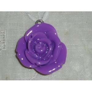  Purple Molded Rose Pendant Focal Bead 