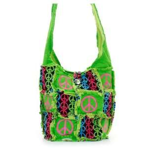  Multi Peace Sign Hipster Bag lime 