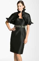 JS Collections Embellished Belted Satin Sheath Dress & Bolero $268.00