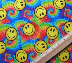 Smiley Faces & Tie Dye Rainbow of Colors Print Craft Sew Quilt Cotton 