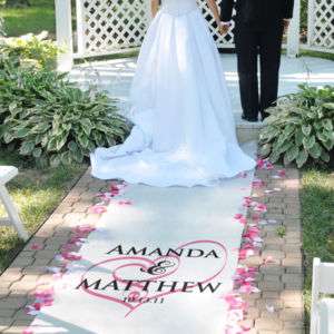 Hearts + Custom Names Wedding Aisle Runner CHOOSE COLOR  