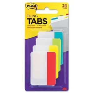   File Tabs, 2 x 1 1/2, Red, Yellow, Green, Blue, 24/PK Electronics