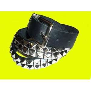  2 Row Studded Leather Belt w/Removable Belt Buckle 