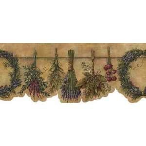  Hanging Lavender & Herb Gold/Red Die Cut Wallpaper Border 