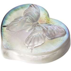  Mouth blown Butterfly Heart Paperweight