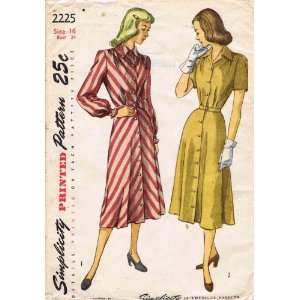 com Simplicity 2225 Vintage Sewing Pattern Womens Front Button Dress 