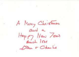 CHARLIE CHAPLIN WIFE OONA SIGNED CHRISTMAS CARD SENT TO DOUGLAS 