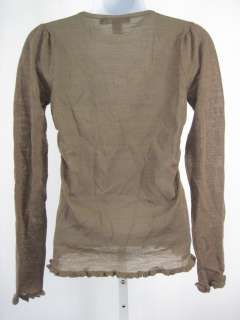 DKNY Brown Knit Ruffle Ruched Wool Top Shirt OSP  