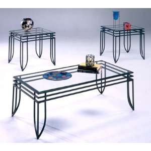  Bernards 9110 3 Piece Matrix Table Set with Glass Top in 