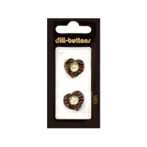  Dill Buttons 18mm 2 Hole Wood Heart Brown 2 pc (6 Pack 