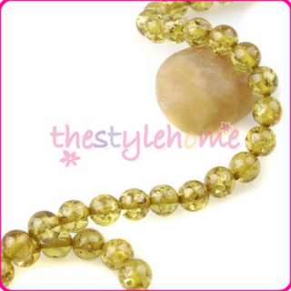 Necklace Make 8mm Olive Green Amber Round Beads 16 Inch  