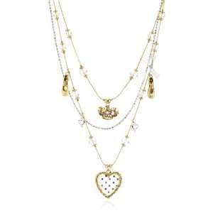 Betsey Johnson Tzarina Princess Quilted Heart Illusion Necklace