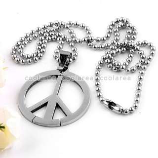   Steel Peace Sign Pendant Ball Chain Necklace 19 Punk Fashion  