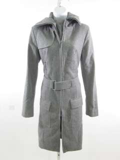 KATIA G Gray Wool Belted Zip Up Long Jacket Coat Sz 40  