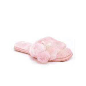 CHARTER CLUB Faux Fur Slippers, Pink, Extra Wide Small 5 6  