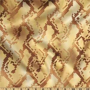  56 Wide Stretch Charmeuse Satin Snake Brown/Cream Fabric 